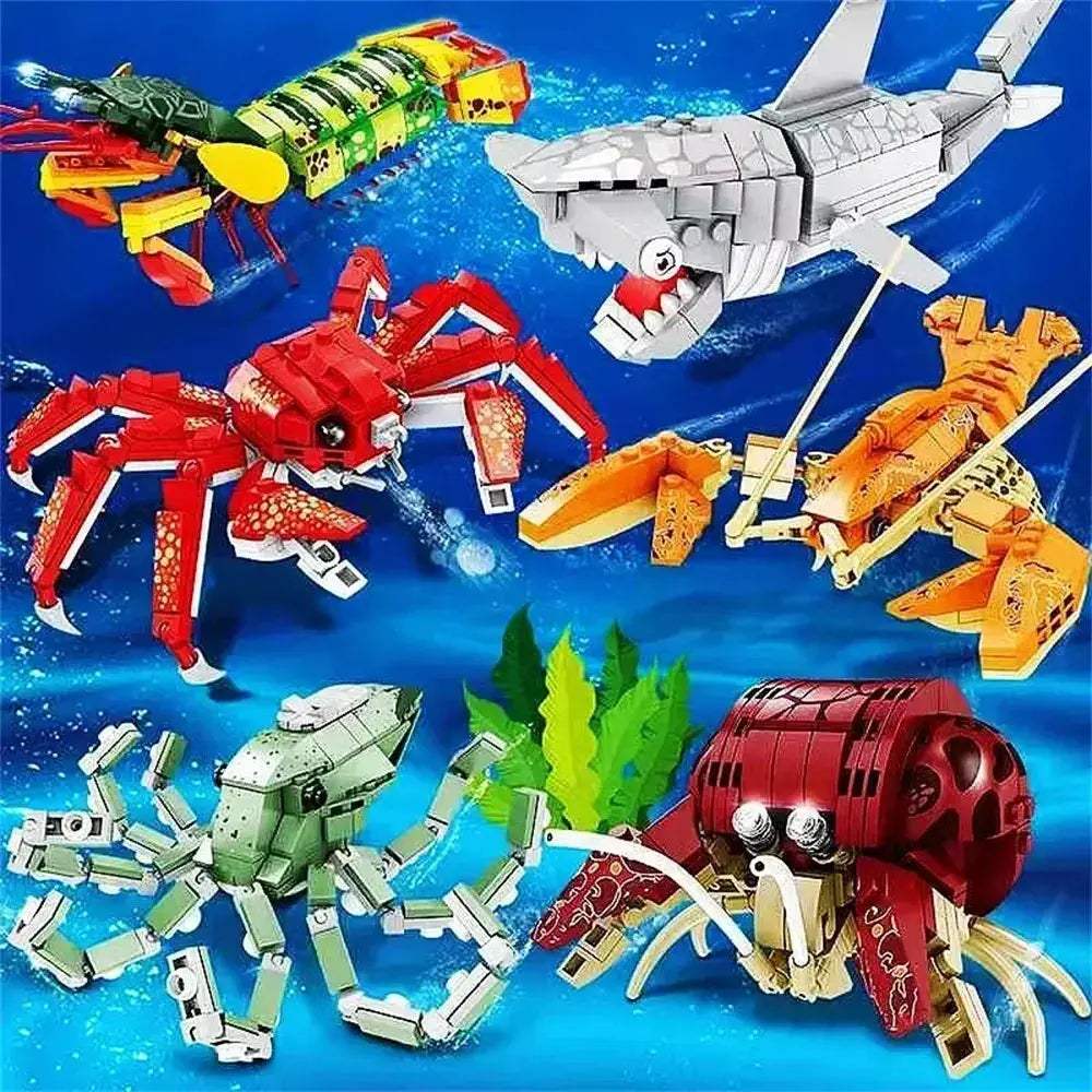 Shark Ocean Building Blocks Educational Toy Develops Coordination - ToylandEU
