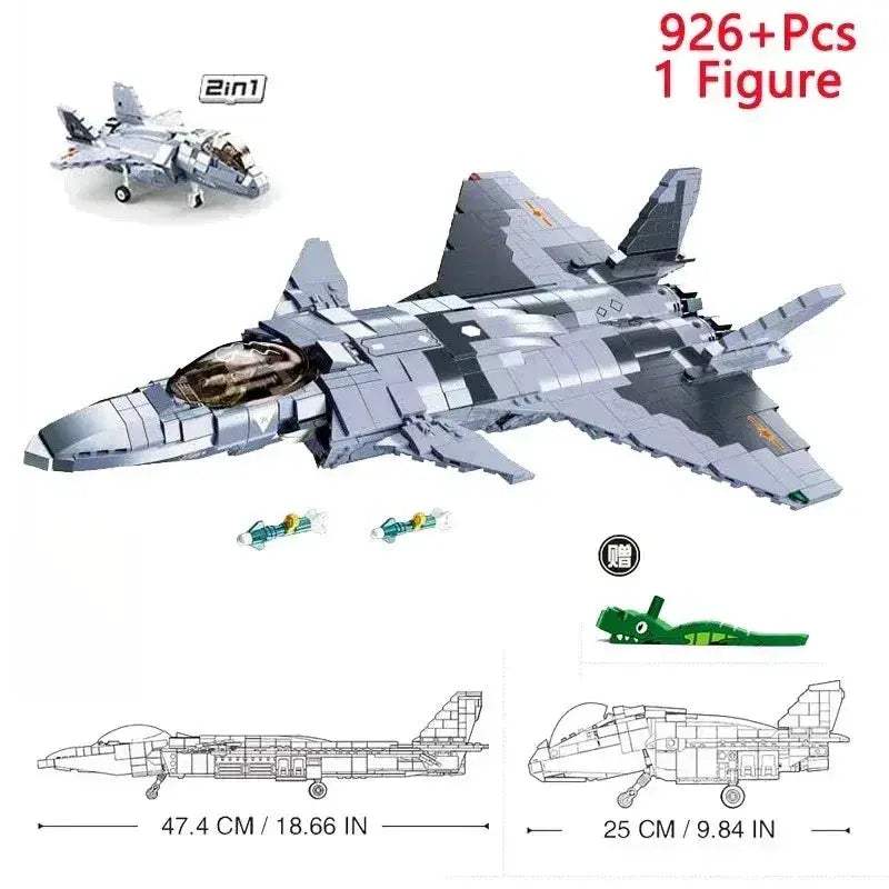 MOC Sluban Fighter Bomber Building Blocks Model Kit For Creative Kids - ToylandEU