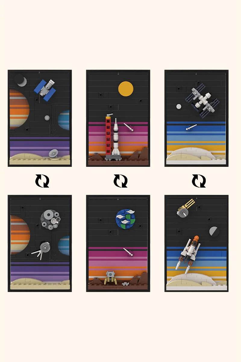 MOC Space Age Story Postcard Building Block Set Gift Building Bricks MOC - ToylandEU