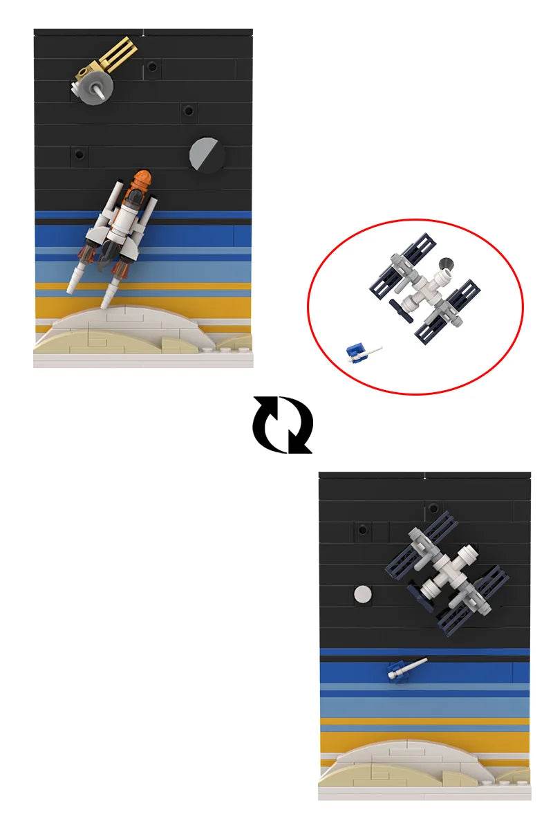 MOC Space Age Story Postcard Building Block Set Gift Building Bricks MOC - ToylandEU