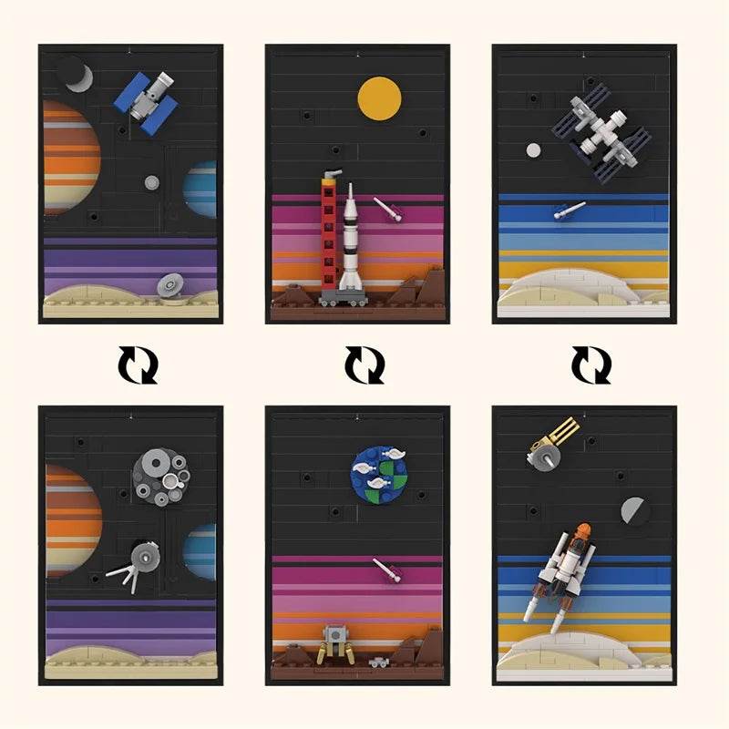 MOC Space Age Story Postcard Building Block Set Gift Building Bricks MOC - ToylandEU