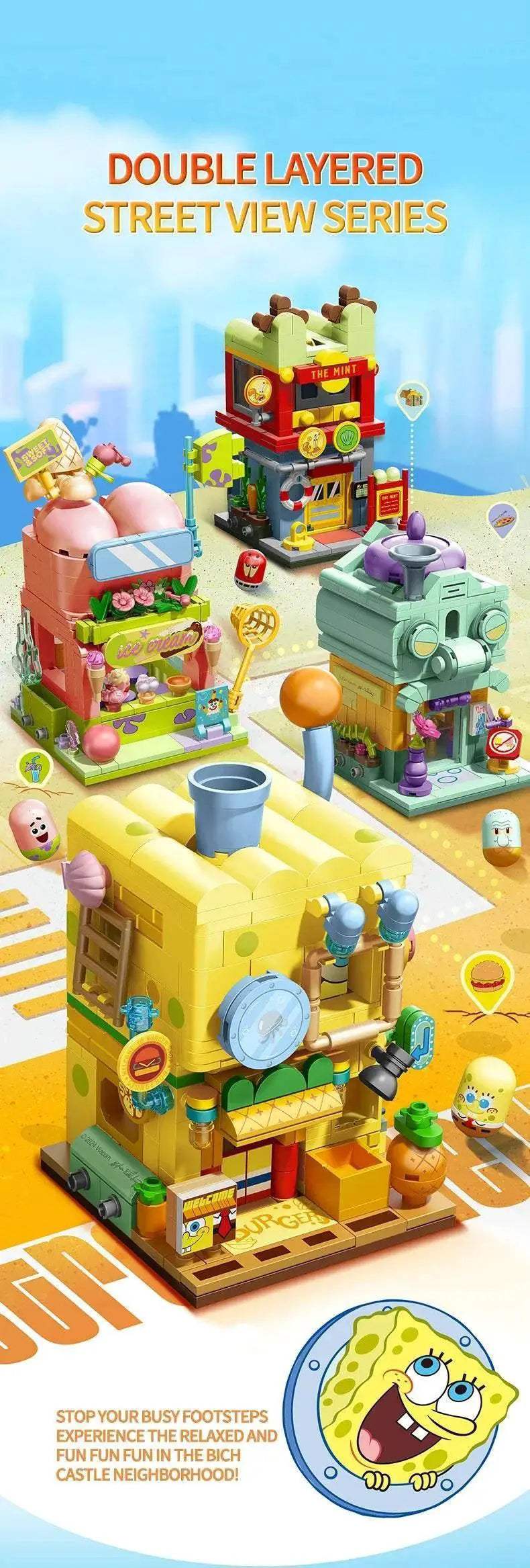 SpongeBob SquarePants Building Blocks Double Layer Set Kid Toys - ToylandEU