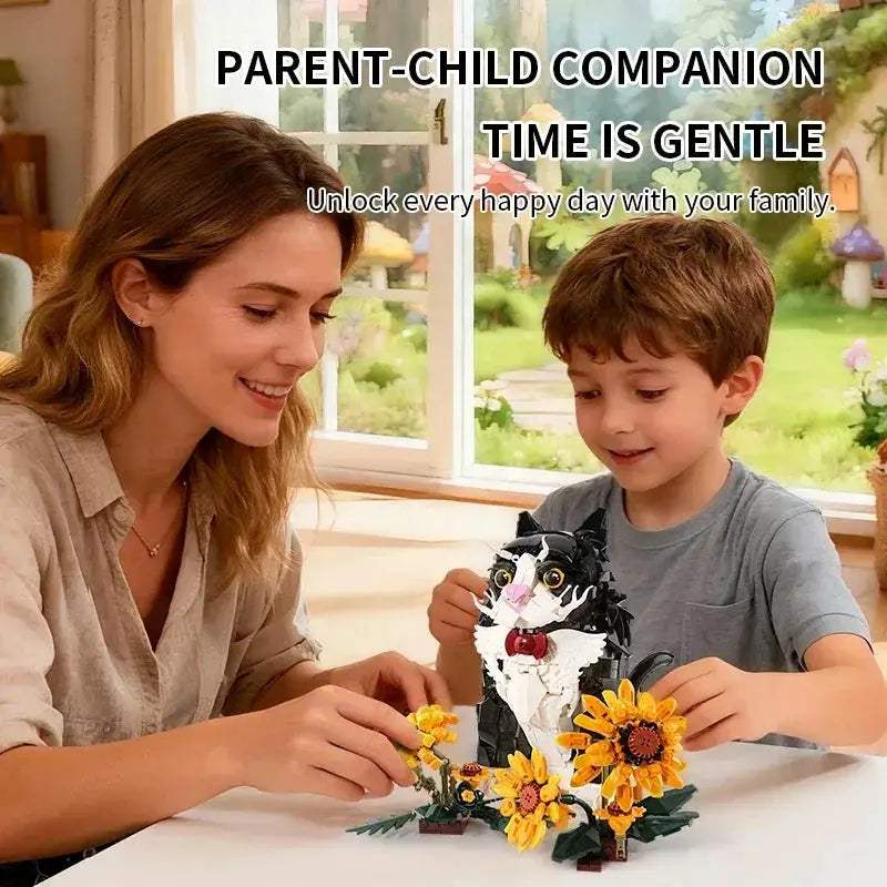 MOC Sunflower Cat Building Blocks 1434 Piece Educational Set For Kids - ToylandEU