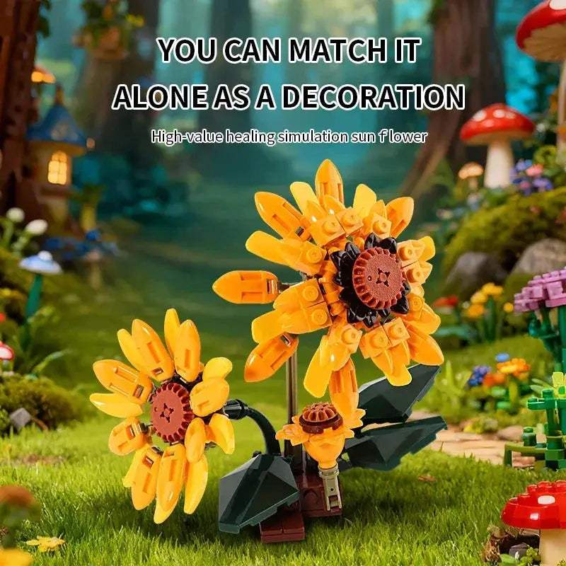 MOC Sunflower Cat Building Blocks 1434 Piece Educational Set For Kids - ToylandEU