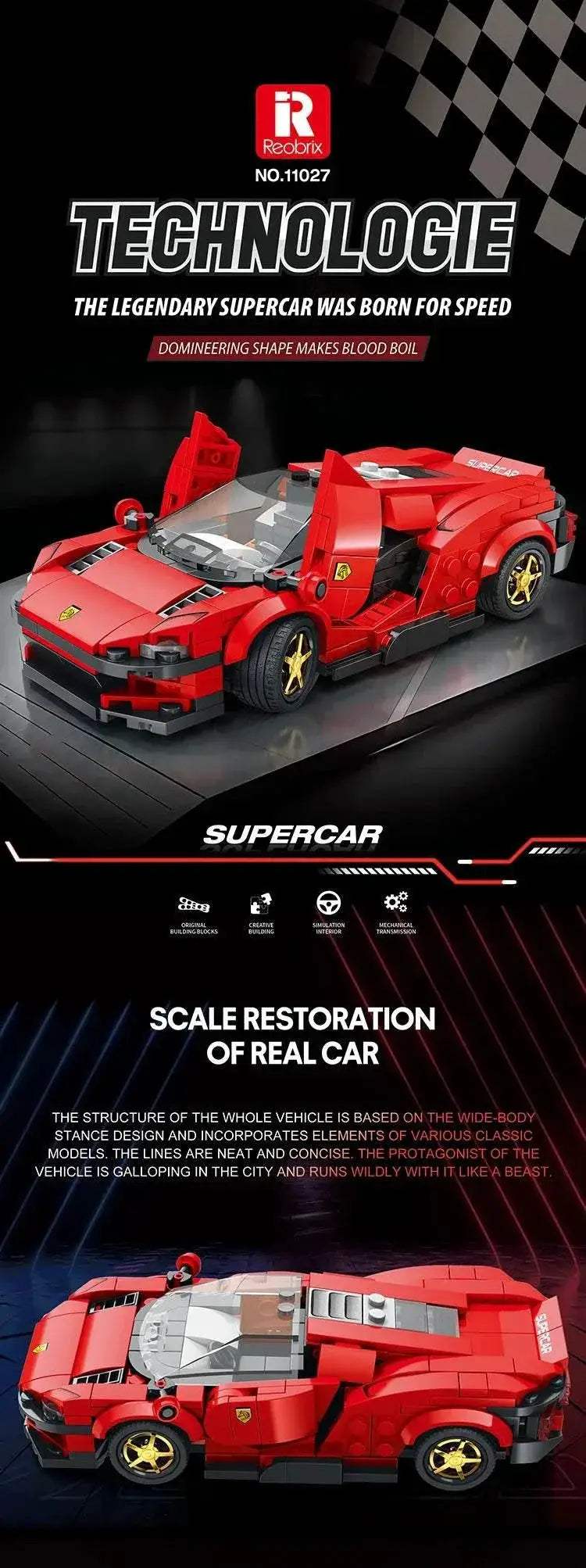 Super Sport Car Building Blocks City Speed Champion Vehicle Model - ToylandEU