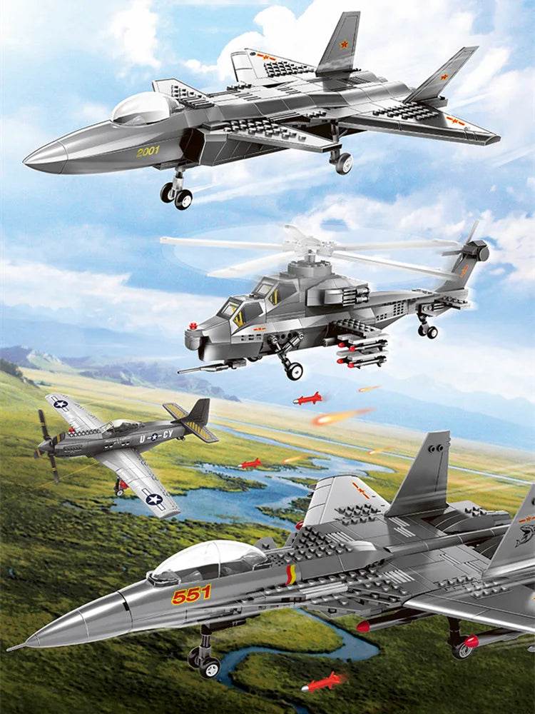 MOC Toy Mustang Helicopter Plane Building Block P51 Pirate Propeller Gift - ToylandEU