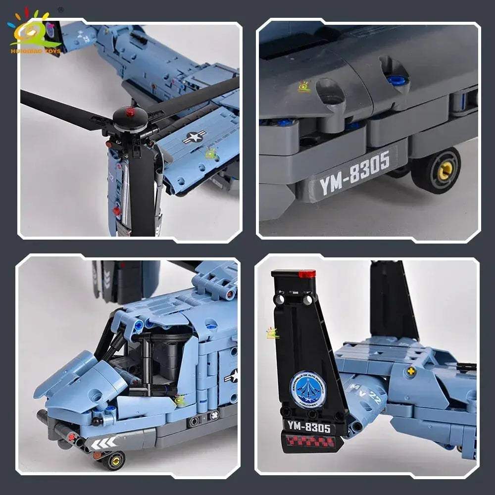 MOC V22 Tiltrotor Aircraft Building Blocks Set For Creative Kids - ToylandEU