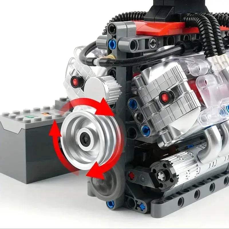 V8 Engine Building Blocks Set 487 Realistic Gearbox - ToylandEU
