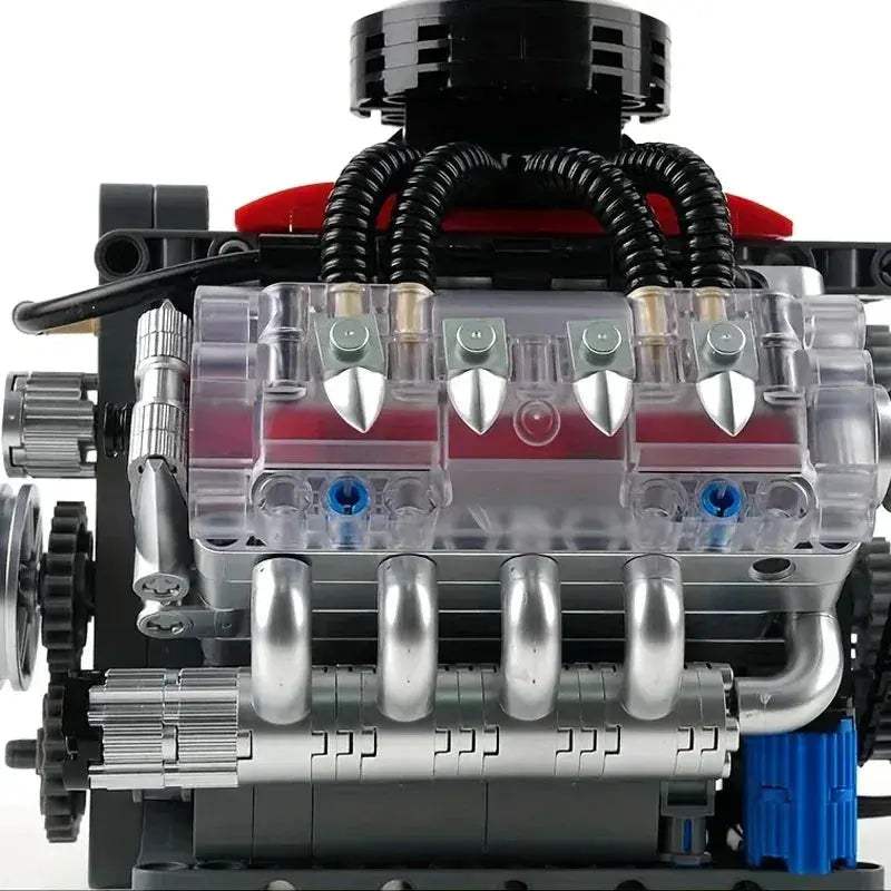 V8 Engine Building Blocks Set 487 Realistic Gearbox - ToylandEU