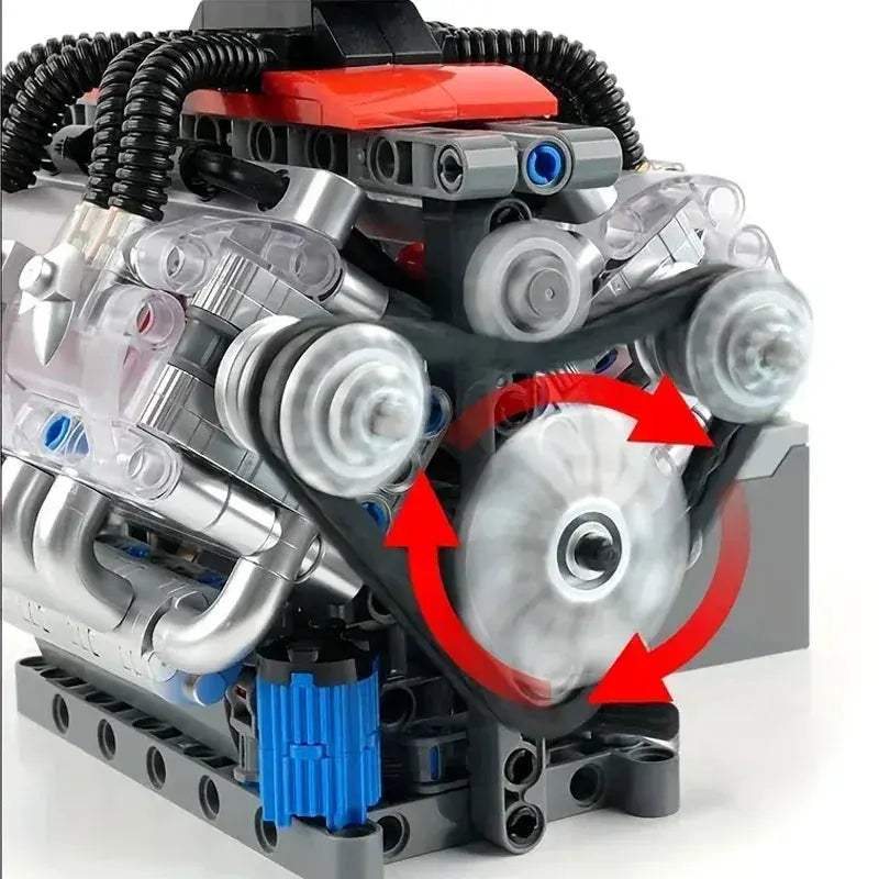 V8 Engine Building Blocks Set 487 Realistic Gearbox - ToylandEU