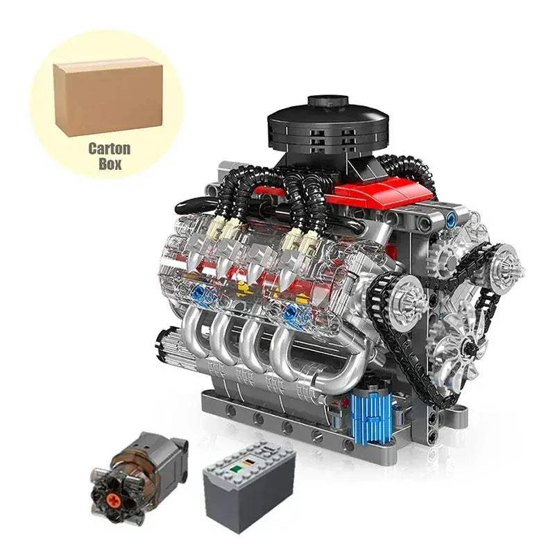 V8 Engine Building Blocks Set 487 Realistic Gearbox - ToylandEU