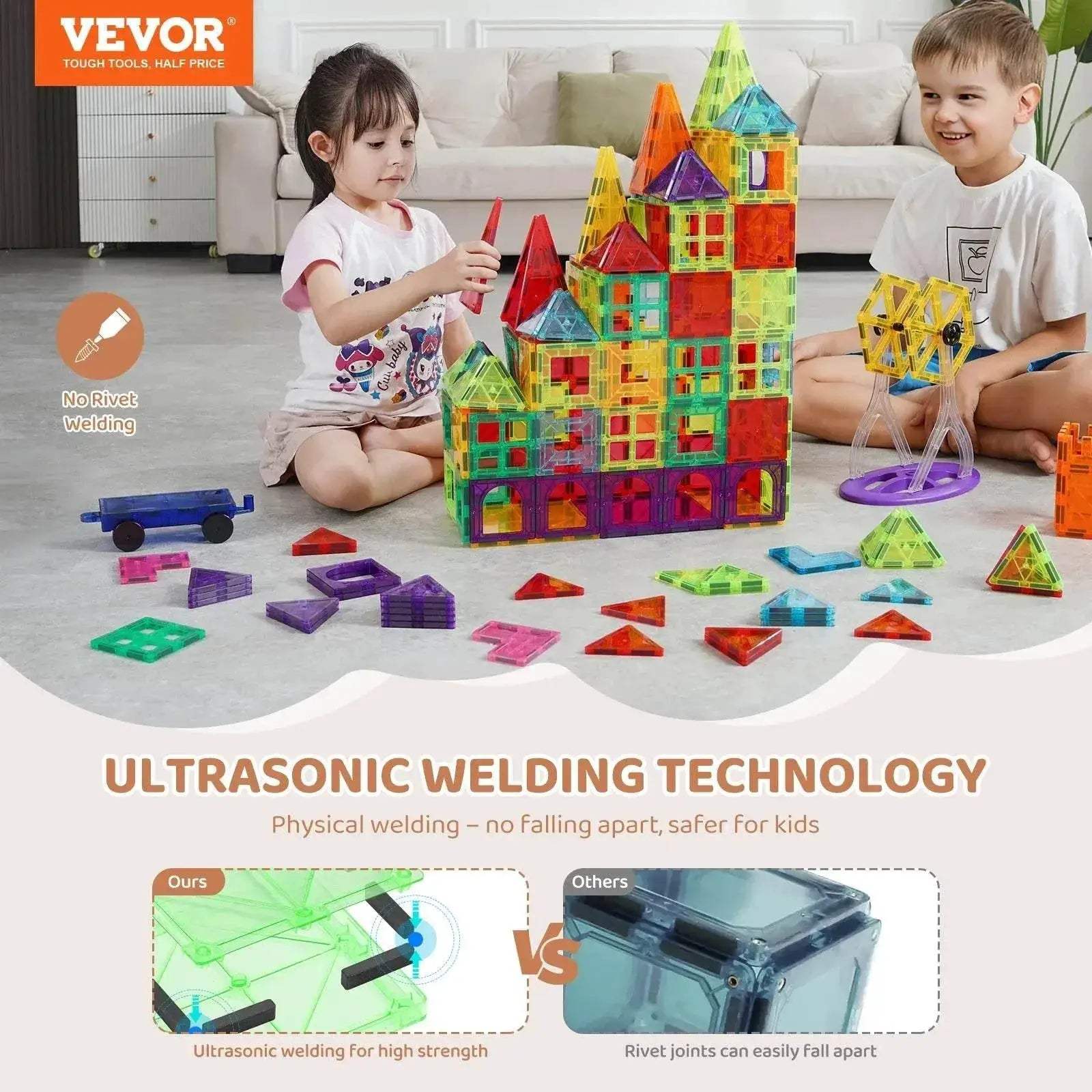 VEVOR 180PCS Magnetic Building Blocks Set for Kids Gifts - ToylandEU
