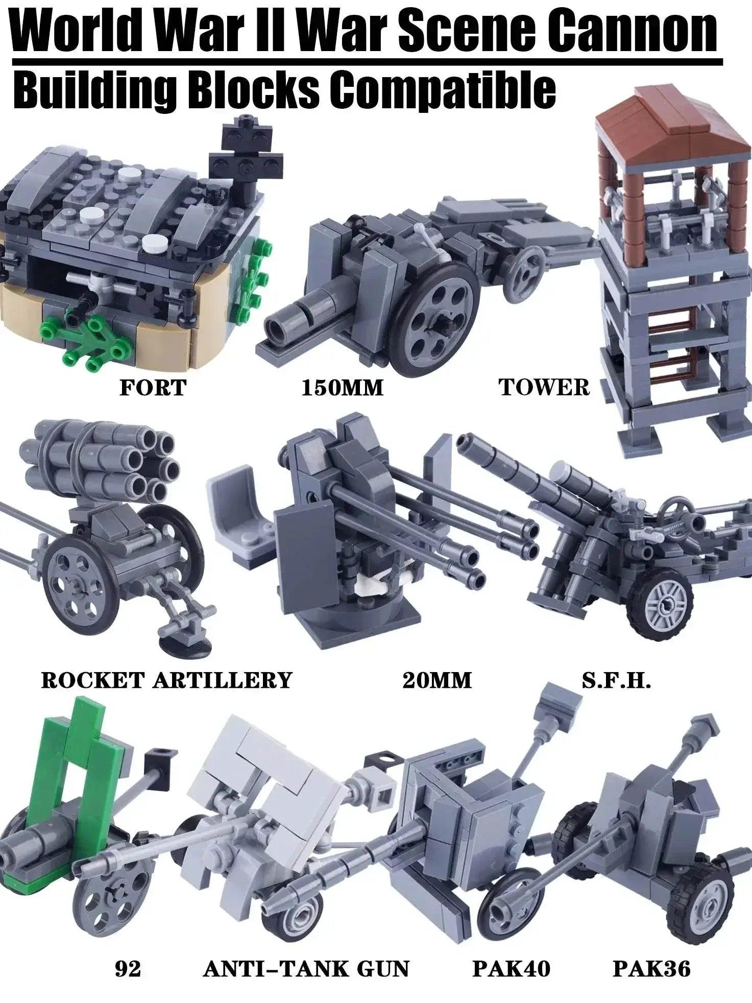  MOC WW2 German Military Cannon Building Blocks Kit Artillery Toys -  ToylandEU™