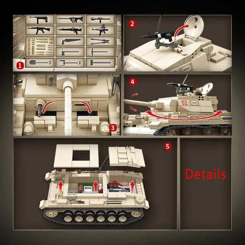 WW2 German Tank Building Blocks Set for Kids Educational - ToylandEU