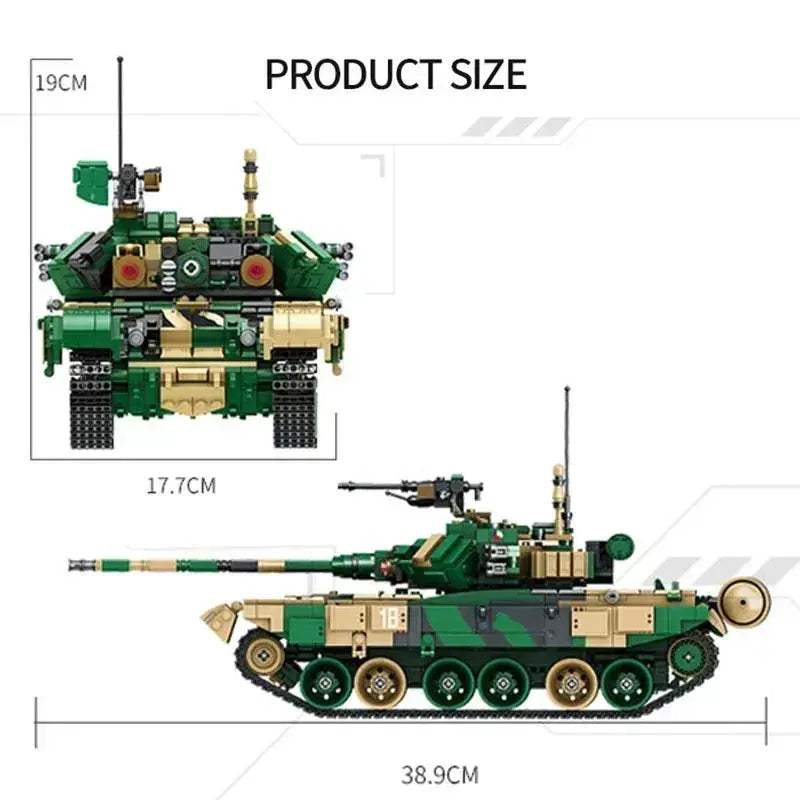 MOC WW2 Military Tank Building Blocks Model T90 Educational Brick Set - ToylandEU