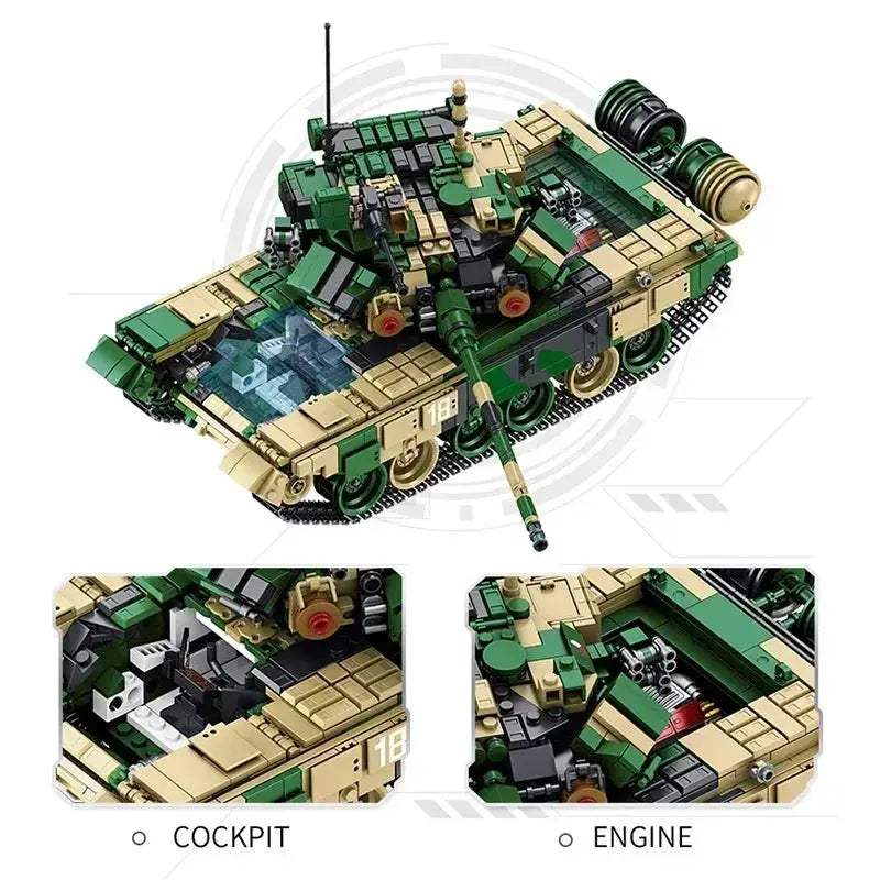 MOC WW2 Military Tank Building Blocks Model T90 Educational Brick Set - ToylandEU