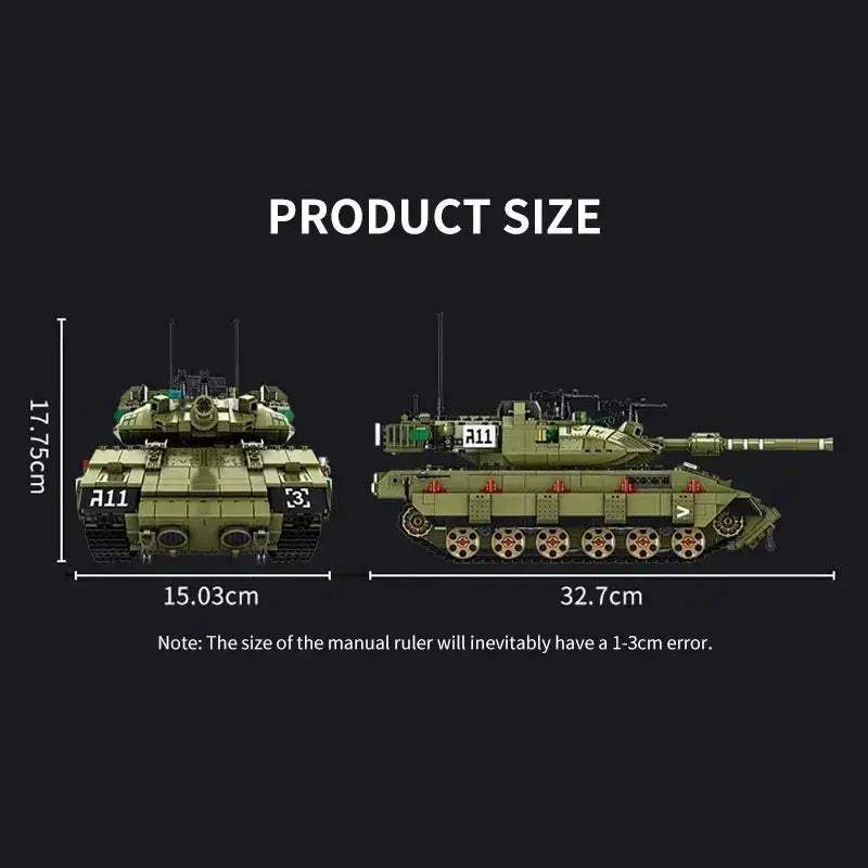MOC WW2 Military Tank Building Blocks Model T90 Educational Brick Set - ToylandEU