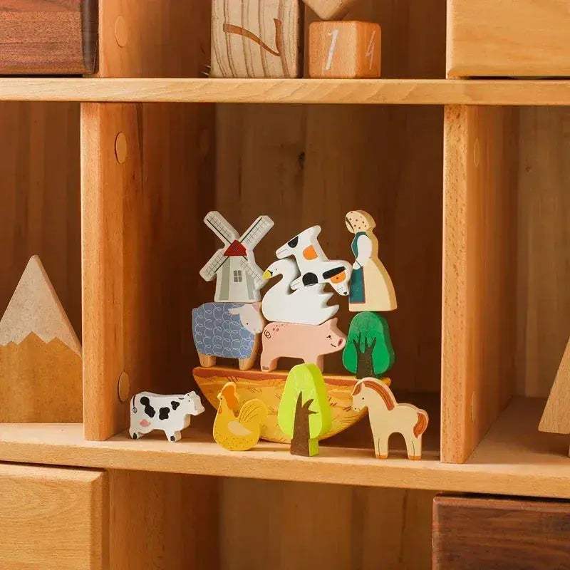 Wooden Farm Stacking Toy Cow Balance Building Blocks For Kids Educational Wooden Toy Gift - ToylandEU