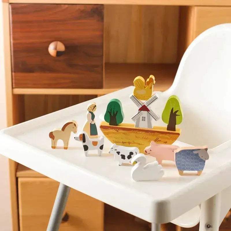 Wooden Farm Stacking Toy Cow Balance Building Blocks For Kids Educational Wooden Toy Gift - ToylandEU