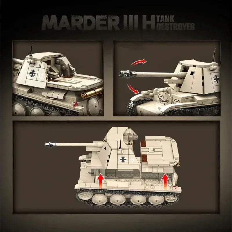 World War II German Marder III Tank Building Blocks Educational - ToylandEU