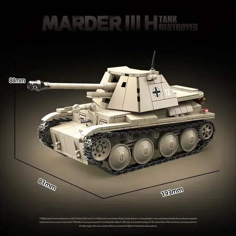 World War II German Marder III Tank Building Blocks Educational - ToylandEU