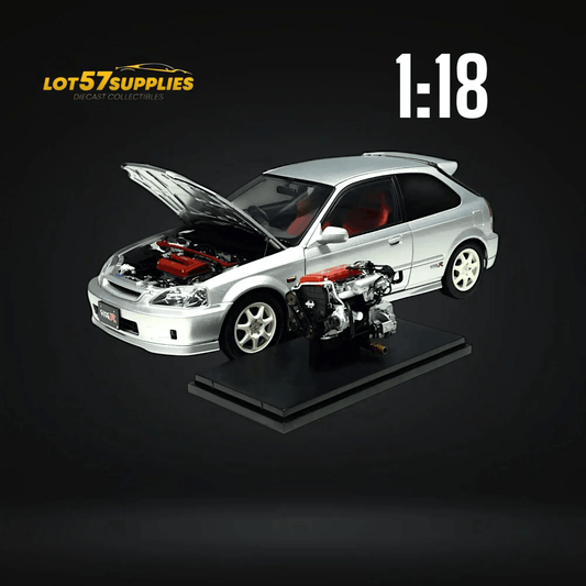  MOTORHELIX Honda Civic Type-R EK9 Silver 1:18 -  ToylandEU™