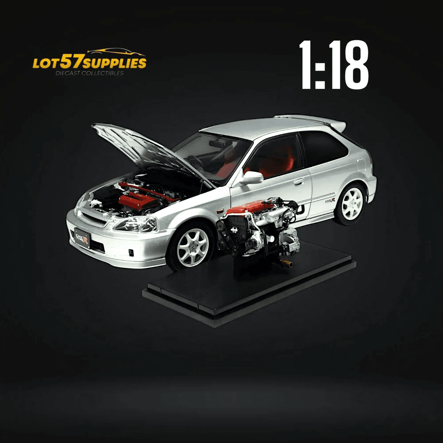MOTORHELIX Honda Civic Type-R EK9-120 SILVER 1:18 - ToylandEU