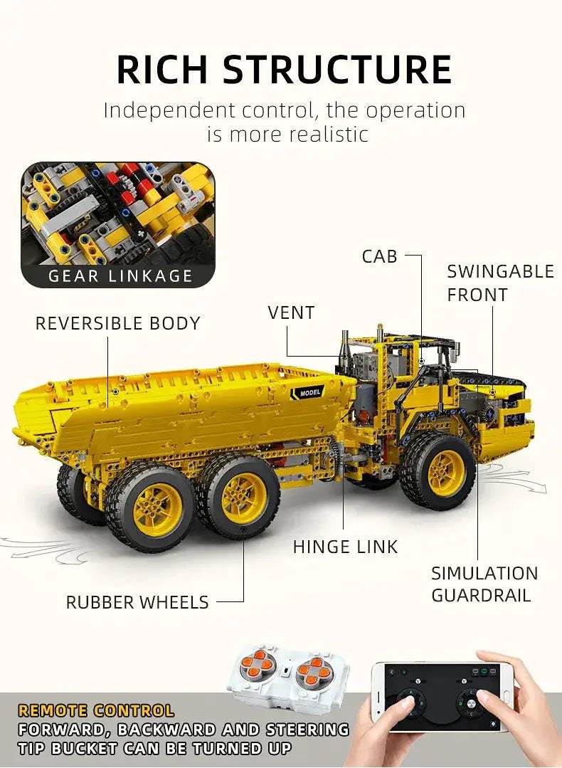 MOULD KING RC Dump Truck Building Blocks Set App Controlled - ToylandEU