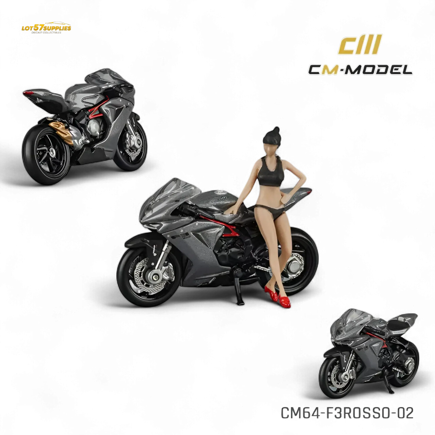 MV Agusta F3 Rosso Diecast Model 1:64 In Metallic Gray - ToylandEU