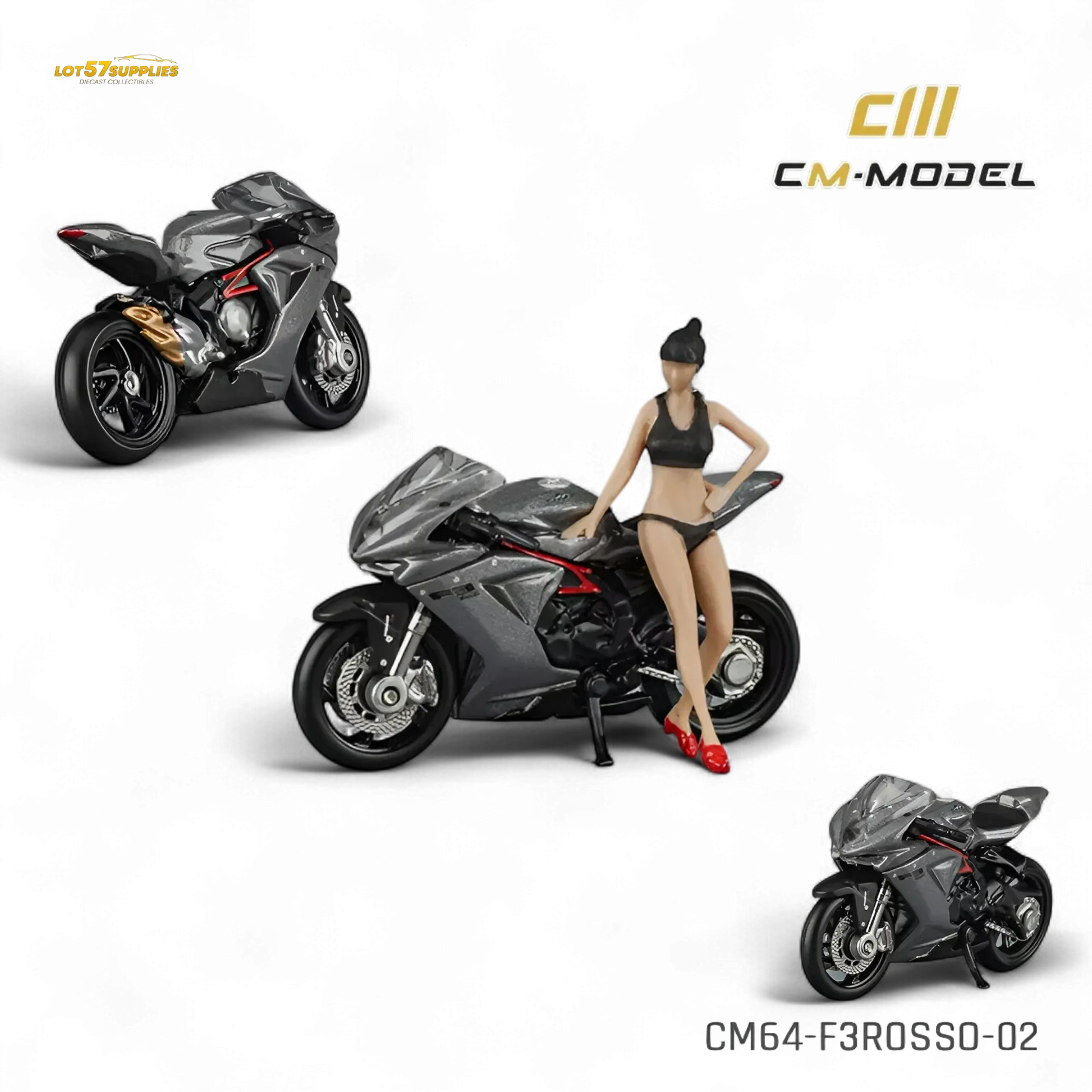MV Agusta F3 Rosso Diecast Model 1:64 In Metallic Gray - ToylandEU