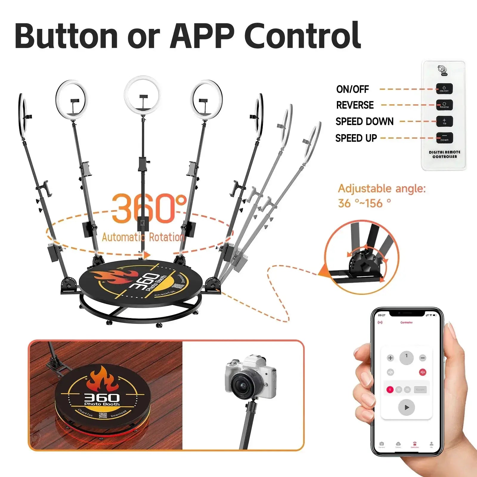 MWE 360 Photo Booth For Parties With Remote Spin App - ToylandEU