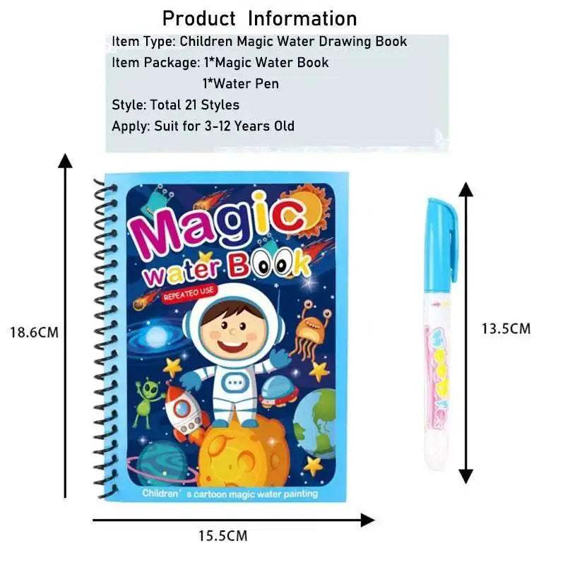  Magic Water Drawing Book for Kids - Mess-Free DIY Coloring & Painting  -  ToylandEU™
