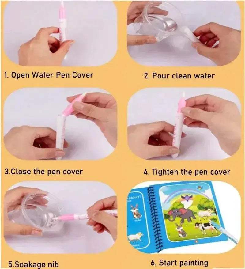  Magic Water Drawing Book for Kids - Mess-Free DIY Coloring & Painting  -  ToylandEU™