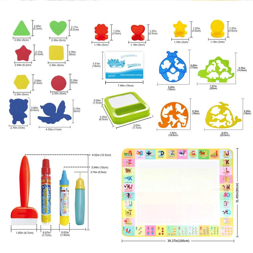 100x80CM Magic Water Drawing Mat Coloring Doodle With Reusable Magic Pens Montessori Painting Board Educational Toys Kids Gifts - ToylandEU