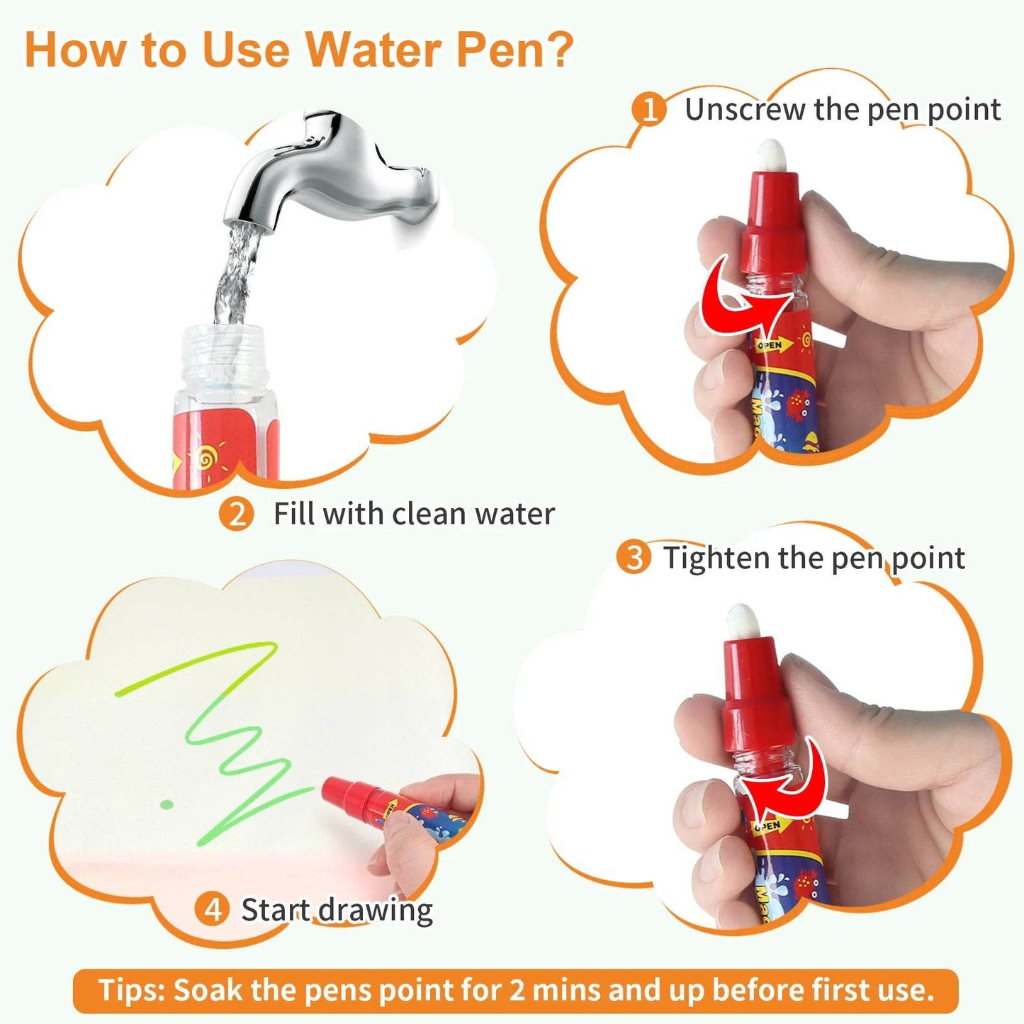 100x80CM Magic Water Drawing Mat Coloring Doodle With Reusable Magic Pens Montessori Painting Board Educational Toys Kids Gifts - ToylandEU