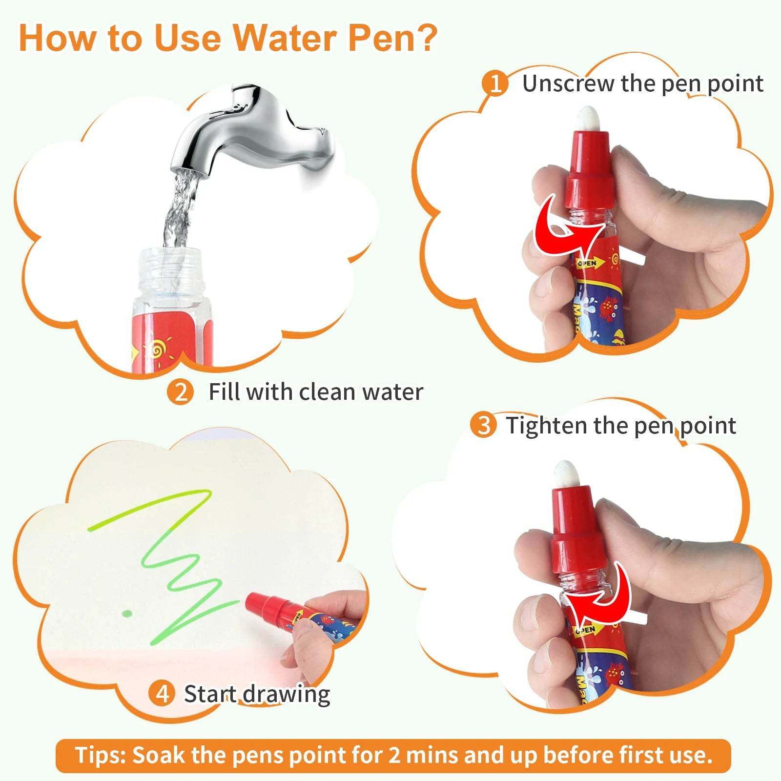 100x80CM Magic Water Drawing Mat Coloring Doodle With Reusable Magic Pens Montessori Painting Board Educational Toys Kids Gifts - ToylandEU