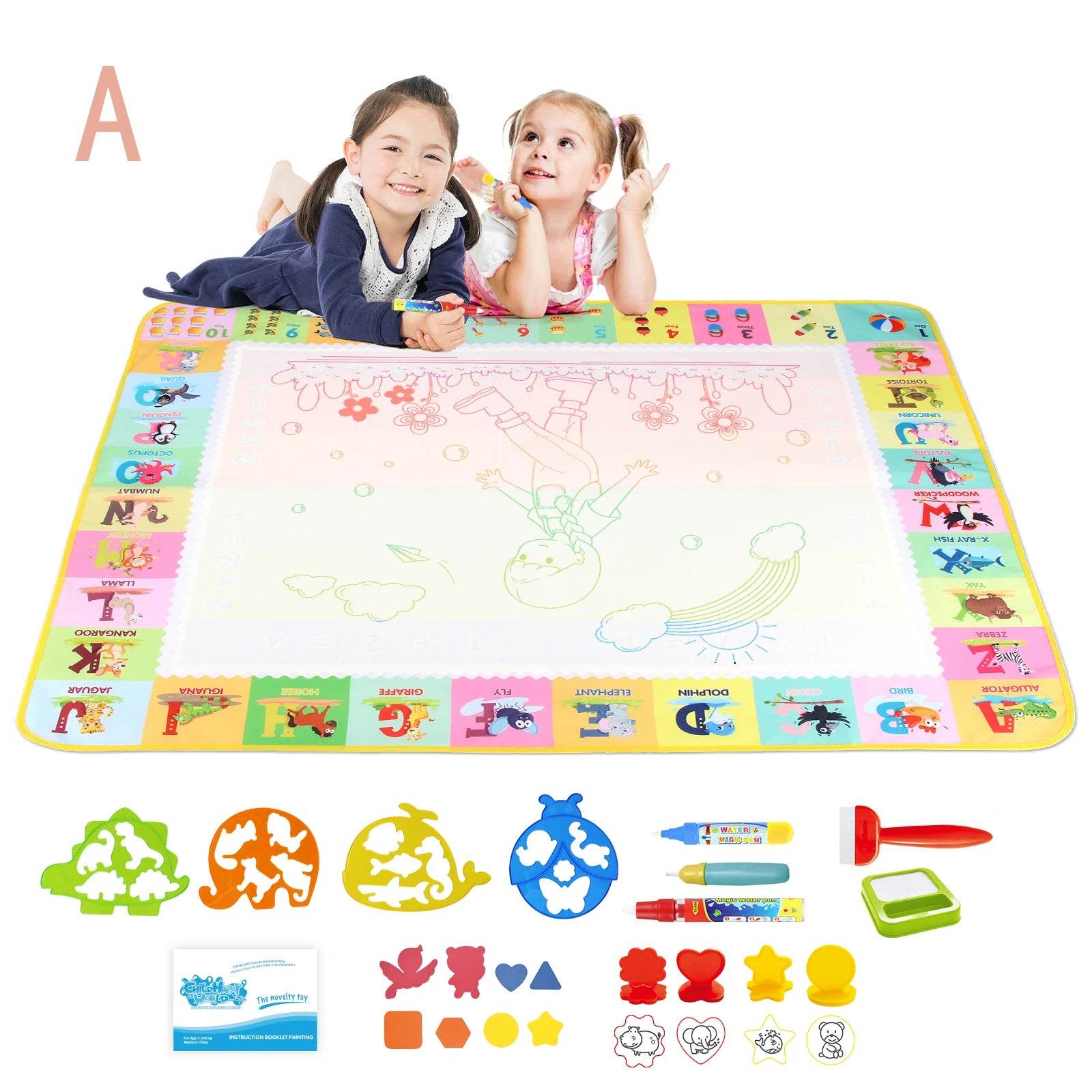 100x80CM Magic Water Drawing Mat Coloring Doodle With Reusable Magic Pens Montessori Painting Board Educational Toys Kids Gifts - ToylandEU