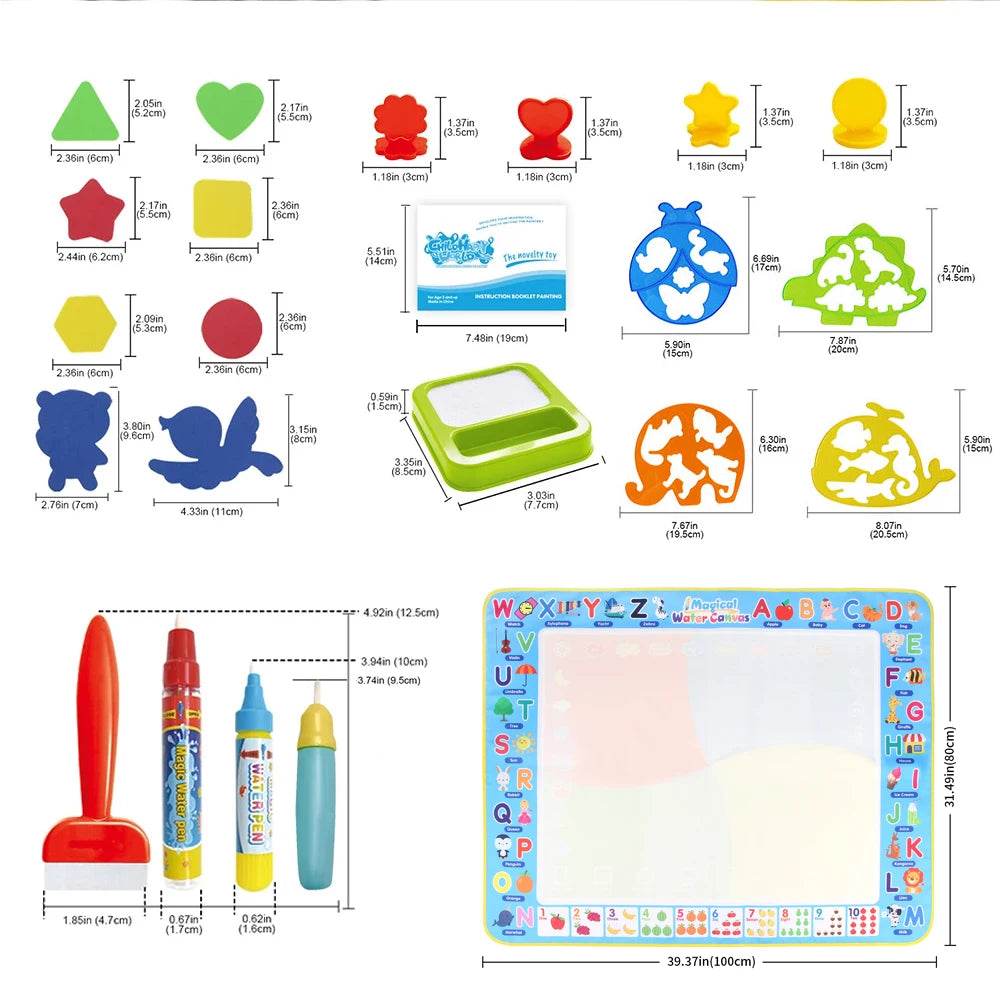 100x80CM Magic Water Drawing Mat Coloring Doodle With Reusable Magic Pens Montessori Painting Board Educational Toys Kids Gifts - ToylandEU