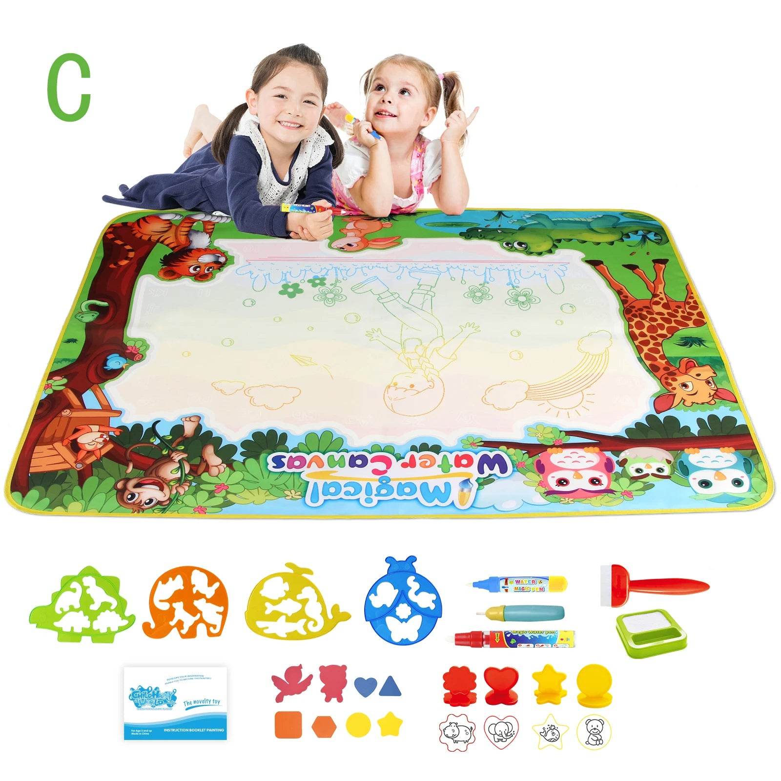 100x80CM Magic Water Drawing Mat Coloring Doodle With Reusable Magic Pens Montessori Painting Board Educational Toys Kids Gifts - ToylandEU