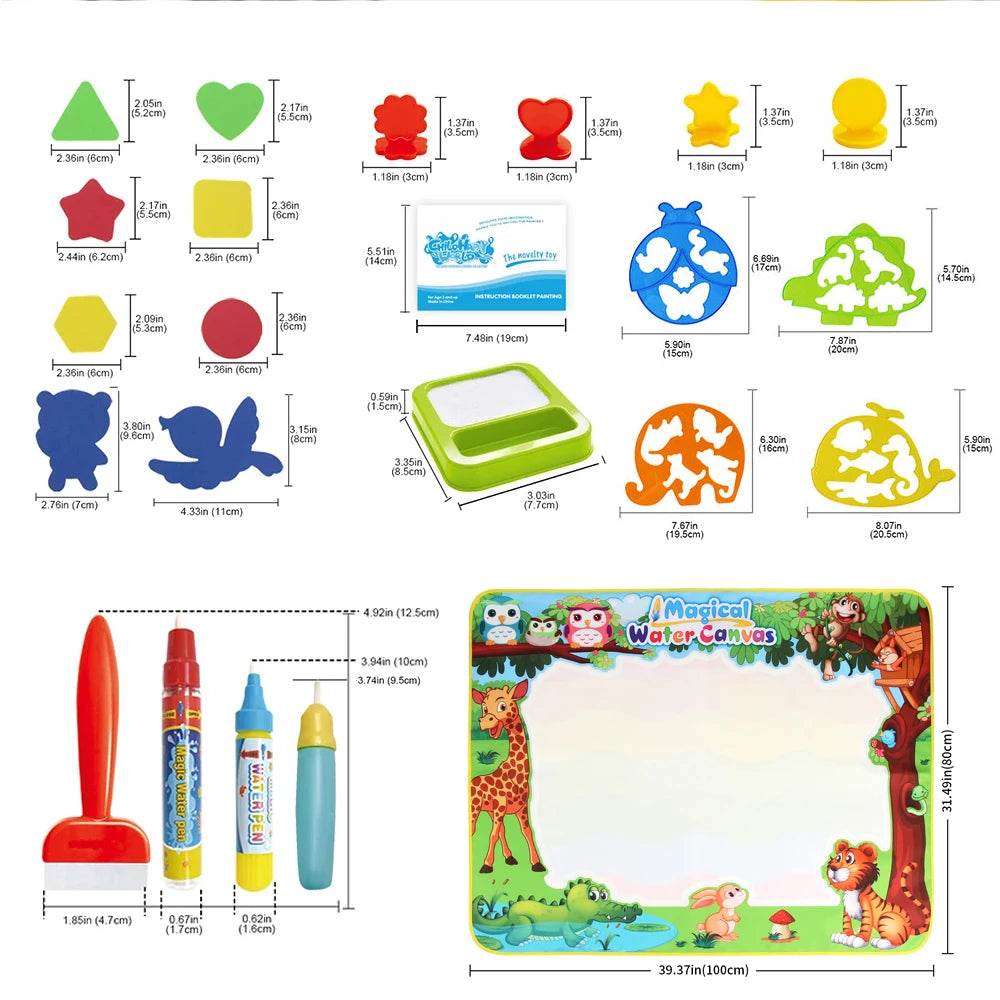 100x80CM Magic Water Drawing Mat Coloring Doodle With Reusable Magic Pens Montessori Painting Board Educational Toys Kids Gifts - ToylandEU