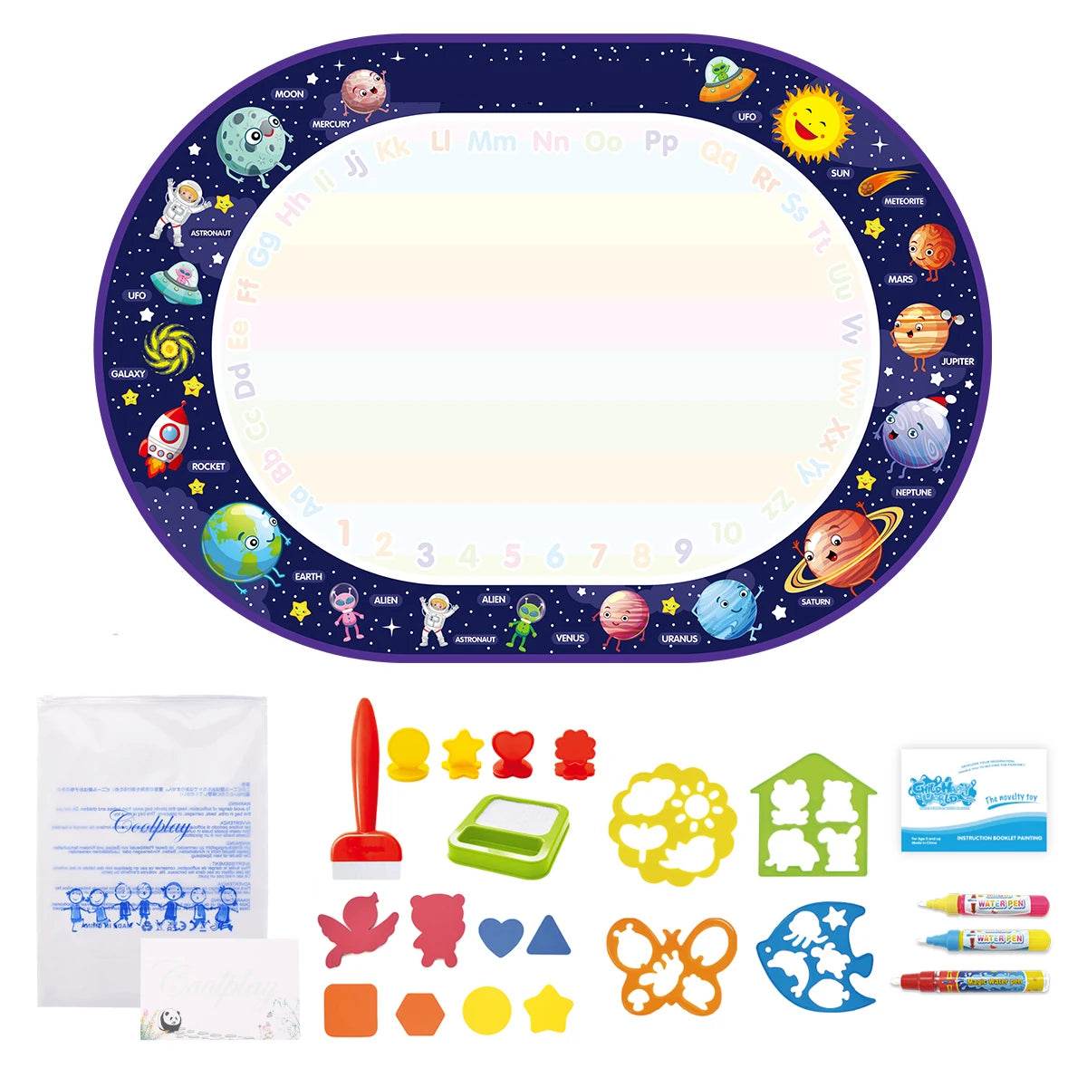 100x80CM Magic Water Drawing Mat Coloring Doodle With Reusable Magic Pens Montessori Painting Board Educational Toys Kids Gifts - ToylandEU