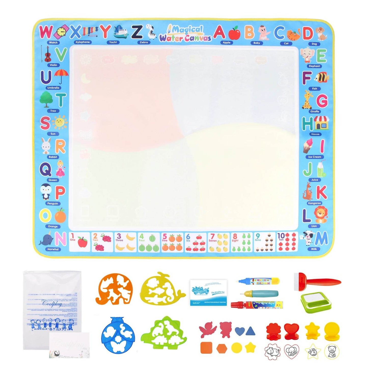 100x80CM Magic Water Drawing Mat Coloring Doodle With Reusable Magic Pens Montessori Painting Board Educational Toys Kids Gifts - ToylandEU