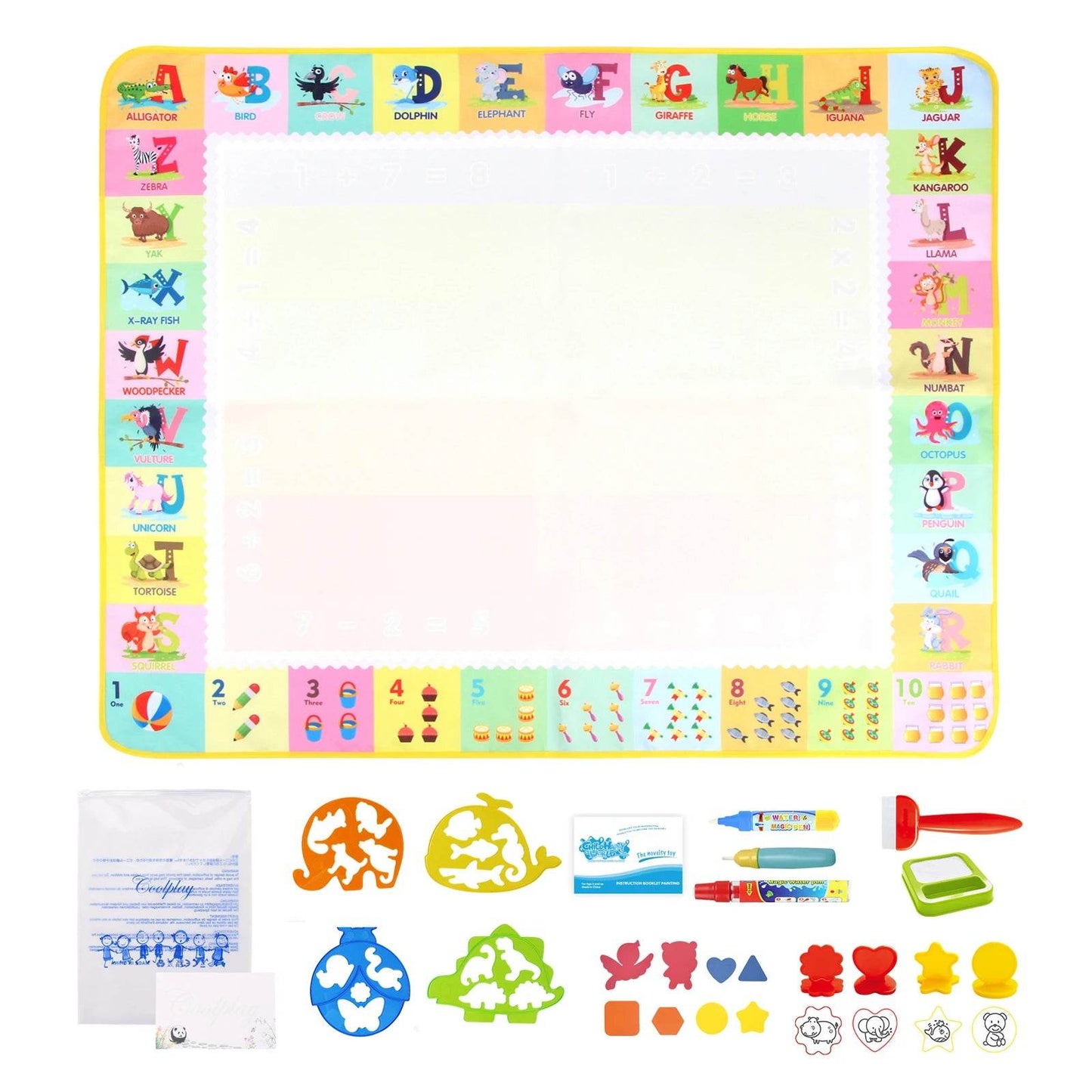 100x80CM Magic Water Drawing Mat Coloring Doodle With Reusable Magic Pens Montessori Painting Board Educational Toys Kids Gifts - ToylandEU
