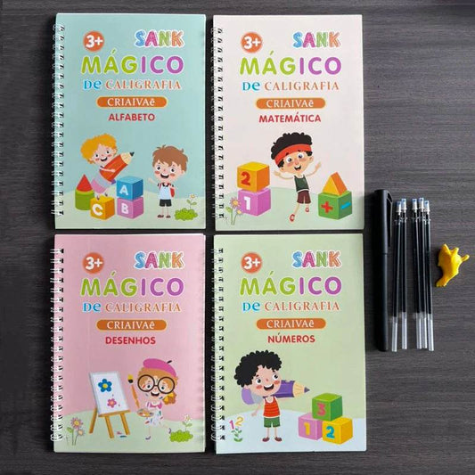 Magic Writing Book in Portuguese Calligraphy Notebook for Kids Reusable Educational Montessori Letter Practice Toy - ToylandEU
