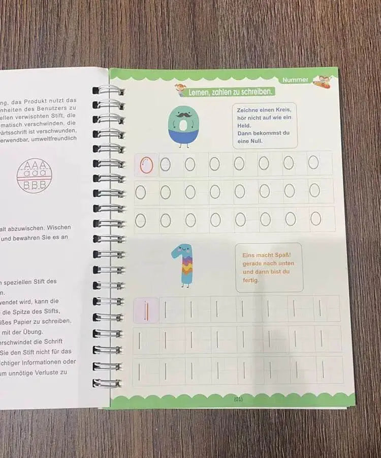 Magic Writing Book in Portuguese Calligraphy Notebook for Kids Reusable Educational Montessori Letter Practice Toy - ToylandEU