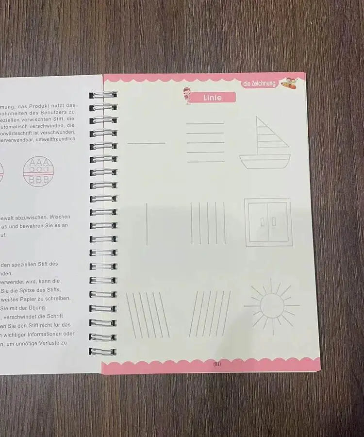 Magic Writing Book in Portuguese Calligraphy Notebook for Kids Reusable Educational Montessori Letter Practice Toy - ToylandEU