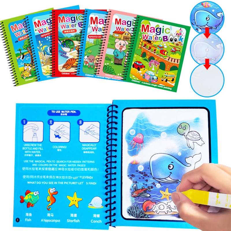 Water Drawing Book Magic Pen Kids Doodle Coloring - Book Water Drawing - ToylandEU