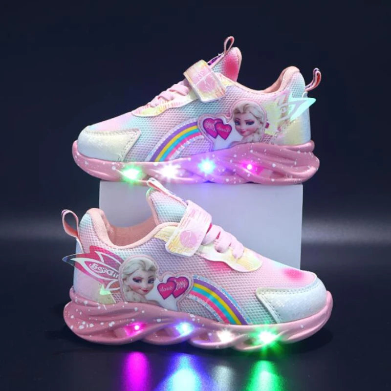 Magical Disney LED Casual Sneakers Lighted Elsa Princess Print For Girls - ToylandEU
