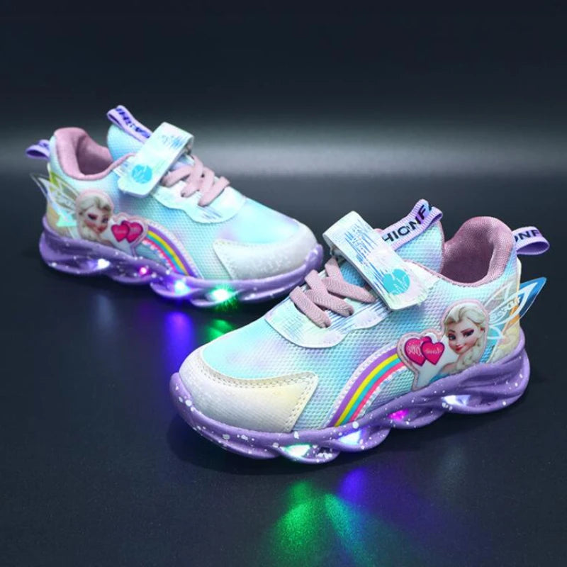 Magical Disney LED Casual Sneakers Lighted Elsa Princess Print For Girls - ToylandEU