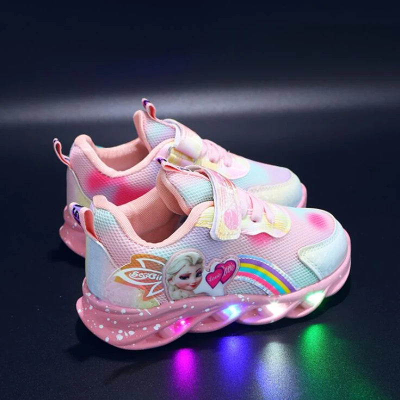 Magical Disney LED Casual Sneakers Lighted Elsa Princess Print For Girls - ToylandEU